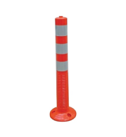 Safety Road Pole 120 cm | Flexible Delineator Post with Reflective Bands & Rubber Base | Lane Separator for Parking/Highways